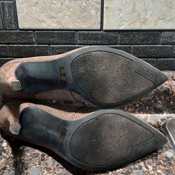 Guess Brown Suede Cutout Pointed Toe Heels Sz 10M - Picture 11 of 14